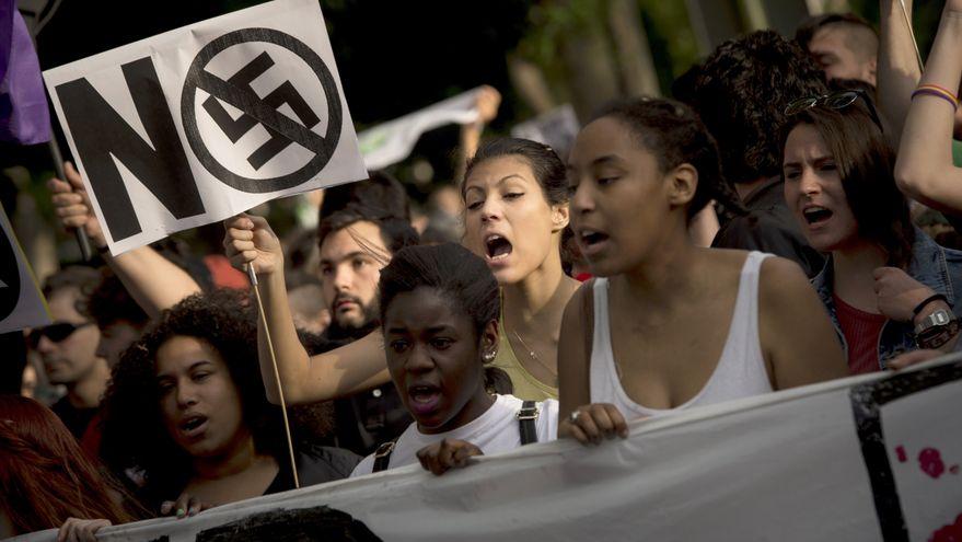 Manifestacion contra el facismo el racismo el machismo y toda forma de discriminacion efe luca piergiovanni