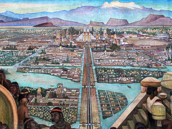 Tenochtitlan le marche de tlatelolco diego rivera 1952